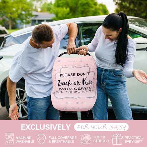 Metplus Car Seat Cover Baby Girl, No Touch Sign Carseat Canopy, Nursing Breastfeeding Covers, Stretchy Universal Fit, Multi-Use for Stroller/Shopping Cart/High Chair, Baby Shower Gift - color: Pink Arrowhead