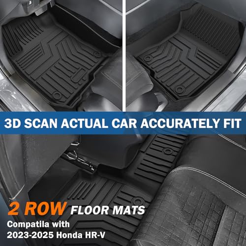 KUST Floor Mats for Honda HR-V 2023-2025 2026, Cargo Mat Floor Liners Back Seat Mats for HRV Accessories, All Weather Protection TPE Rubber Rear Trunk Mat High Edge (Full Set Mats) - style: For │ HR-V 2023-2026 │ Full Set