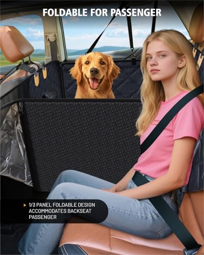 Dog Car Seat Cover for Back Seat, Waterproof Dog Seat Cover for Back Seat, Hard Bottom Back Seat Pet Cover for Dogs, Large-Space Hammock for Car Truck SUV, Pet Seat Cover Holds 450lbs(Black) - color: black, size: XL - For Full-size Crewcab Trucks & Full-s