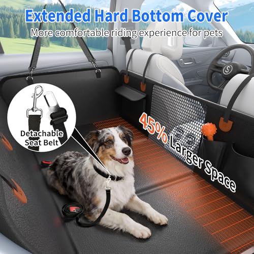 Back Seat Extender for Dogs, Heavy-Duty Hard Bottom Backseat Cover, Car Hammock for Dogs & Pets, Upgraded PU Leather - Waterproof & Anti-slip & Anti-scratch & Wipe-down Cleaning for Cars & SUVs - size: Cover Only