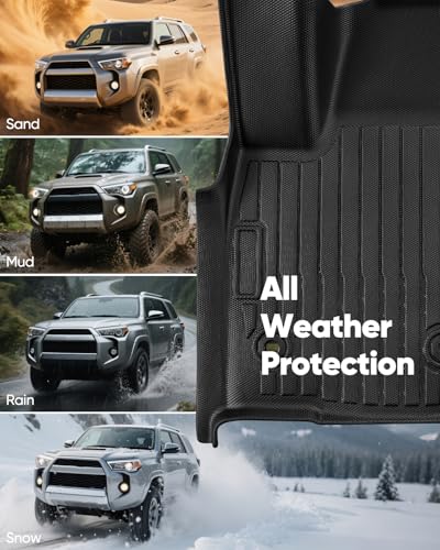 Custom Fit 3 Pcs Floor Mats for Toyota 4Runner 2025 - All-Weather Rubber Mats & Liners - Heavy Duty Car Interior Protection for Pickup Truck, All Weather-Resistant & Easy to Clean - size: for Toyota 4Runner Car Floor Mats 2025-2026