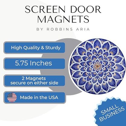 Screen Door Magnets Double Sided – Keep People, Kids, and Dogs from Running into a Screen Door. Saver - Robbins Aria Blue Mosaic - color: Blue Mosaic