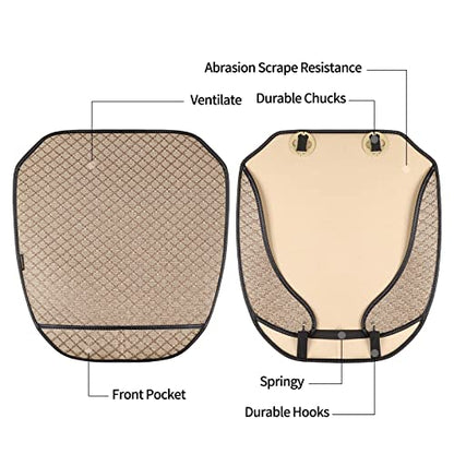 2 Pack Bottom Car Seat Cover with Storage Pocket，Breathable Car Seat Protector，Luxury Front Seat Cover，Anti-Skid Four Seasons General, fits Most Vehicles.(Beige,2PCS) - color: Beige-2PCS