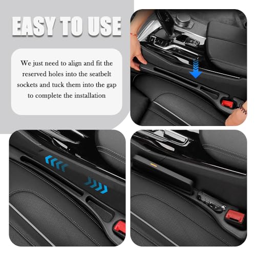 2PCS Upgraded Car Seat Gap Filler,Soft No Drop Seat Guard for Cars with Dual Slot Car Seats Gap Organizer for Storing Items & Filling Gaps,Versatile Between Seats Cars Gaps Filler (Style1)