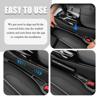 2PCS Upgraded Car Seat Gap Filler,Soft No Drop Seat Guard for Cars with Dual Slot Car Seats Gap Organizer for Storing Items & Filling Gaps,Versatile Between Seats Cars Gaps Filler (Style1)
