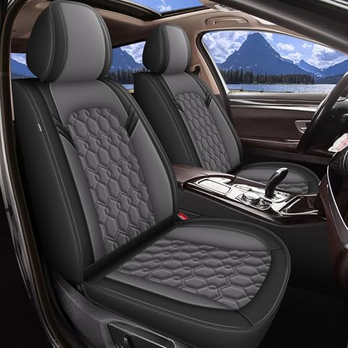 Front Seats Covers Fit for Honda Civic 2003-2025 2026 Waterproof Seat Cushions Luxury Leather Automotive Seat Covers with Beautiful Patterns Seat Protectors(2 Seats,Black&Grey) - color: #054 Black&Grey, size: 10.Civic 2003-2026-2 front seat covers only