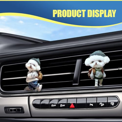 Craedli 2PCS Cute Dog Car Air Vent Clips, 2D Flat Acrylic Cartoon Puppy Air Conditioning Outlet Clip Charm Car Interior Vent Decoration Accessories for Most Vehicles (Dog) - size: Dog