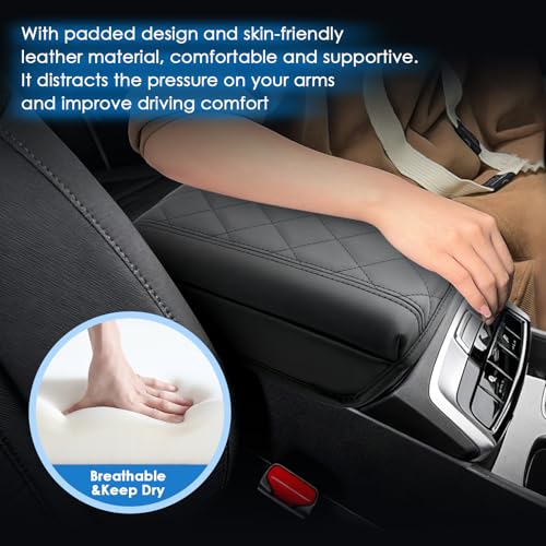2022-2026 Santa Cruz Center Console Cover for Hyundai Santa Cruz (SE/SEL/Night/SEL Premium/SEL Activity/XRT/Limited), Cushion&Comfy Leather Armrest Cover 2025 Santa Cruz Accessories (Padded) - color: (for Santa Cruz) - Padded