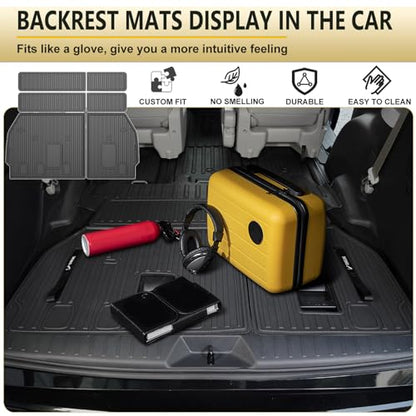 IKABEVEM 2021-2025 2026 Sienna Cargo Liner & Backrest Mat Fit for Toyota Sienna 7/8 Seat (without Spare Tire) - Custom Fit Trunk Mat and 3rd Row Seat Back Mats - All Weather Car Mats for Toyota Sienna - style: (5)Toyota Sienna 2021-2026 Cargo Liner & Back