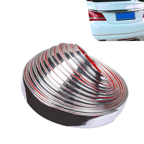 49FT Car Exterior and Interior Molding Trim, Chrome Silver Car Side Molding Trim, Scratch-Proof Self-Adhesive Bumper Window Door Body Side Decorative Strip, Universal for All Vehicle (Silver) - color: Silver