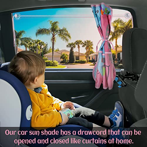 Car Sun Shade for Window Baby, 2 Pack Full Shade Window Shades with Storage Net Pocket, 7 Suction Cups, Cute Elephant for Sun/Heat/UV Rays Protection, Kids - color: Elephant-2pcs