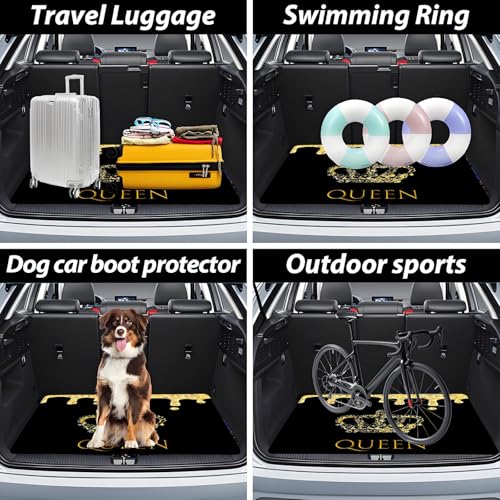 Universal Car Trunk Mat 29" x 39", Yellow Queen Crown All Weather Trunk Protection Cargo Liner, Durable Cargo Mat Rear Trunk Liner, Stylish Vehicle Interior Accessories Suitable for Most Car Models - color: Queen Crown