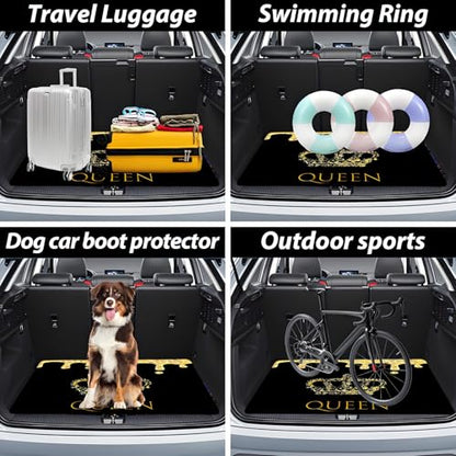 Universal Car Trunk Mat 29" x 39", Yellow Queen Crown All Weather Trunk Protection Cargo Liner, Durable Cargo Mat Rear Trunk Liner, Stylish Vehicle Interior Accessories Suitable for Most Car Models - color: Queen Crown