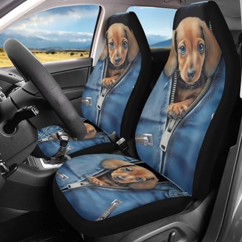 INSTANTARTS Bee Daisy Front Car Seat Covers 2 Packs, Easy-to-Install Polyester Front Seat Protectors Universal Fit for Most Cars, SUVs, Trucks - color: Cute Bee Daisy