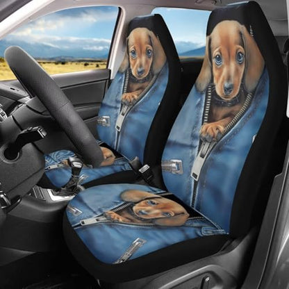 INSTANTARTS Bee Daisy Front Car Seat Covers 2 Packs, Easy-to-Install Polyester Front Seat Protectors Universal Fit for Most Cars, SUVs, Trucks - color: Cute Bee Daisy