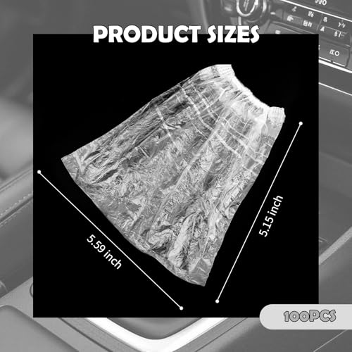 100PCS Disposable Car Gear Shift Cover,Dustproof Plastic Shifter Cover with Elastic Trims,Portable Gear Shift Knob Cover&Car Handbrake Covers for Automotive Shifter Protection