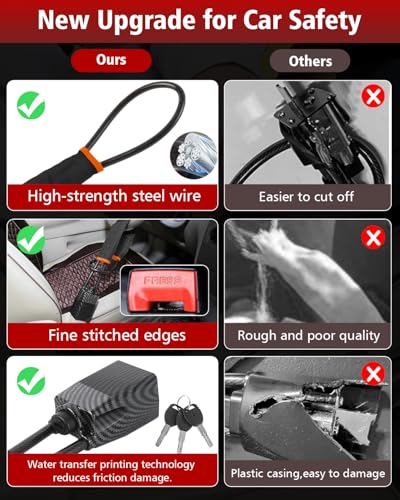 2026 Upgraded Steering Wheel Lock, Seatbelt Lock, Universal Anti-Theft Device, Car Lock, Anti-Theft Device with 3 Keys (Black) - color: BLACK2