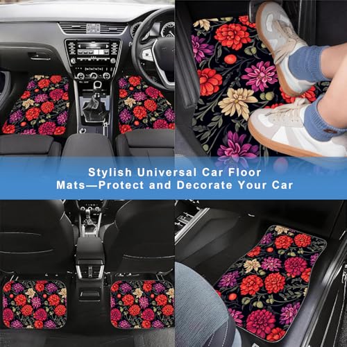 Automotive Floor Mats 5 Pcs, Universal Car Floor Mats,Floral Car Mats, Flower Car Accessory for SUVs/Sedan/Wagons, Durable Protective Mat, Trunk Liner for Families/Travel Enthusiasts - style: Bundle22