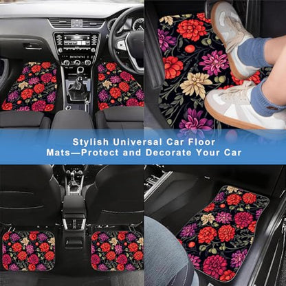 Automotive Floor Mats 5 Pcs, Universal Car Floor Mats,Floral Car Mats, Flower Car Accessory for SUVs/Sedan/Wagons, Durable Protective Mat, Trunk Liner for Families/Travel Enthusiasts - style: Bundle22