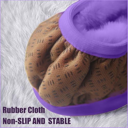 Furry Car Steering Wheel Cover, Heat Absorbing Fluffy Cover, Soft Warm Plush Non-Slip, 14 1/2-15 inch, for Women Girls, Purple - color: single cover - purple