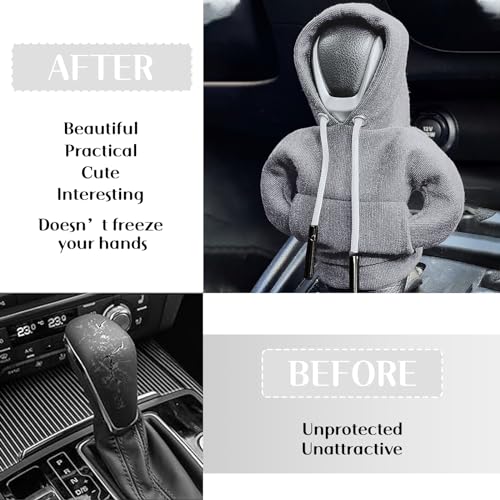 vvag Gear Shift Hoodie, Hoodie Car Gear Shift Cover, Car Shift Knob Hoodie, Automotive Interior Accessories, Universal Fit Knob Cover Gift (Gray) - color: Gray