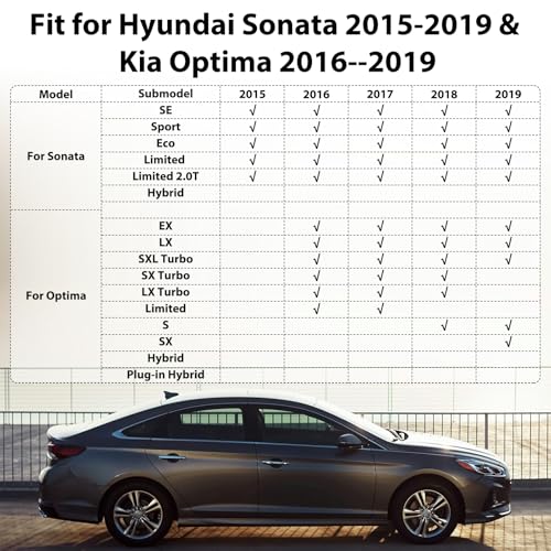 Floor Mats for Hyundai Sonata 2015-2019 & Kia Optima 2016-2019, Custom Fit All Weather TPE Liners, Waterproof Anti-Slip Car Mats Accessories, Full Set Odorless Easy-Clean Mats & Cargo Liners - style: 3) For Hyundai Sonata | 2015-2019/For Kia Optima | 2016