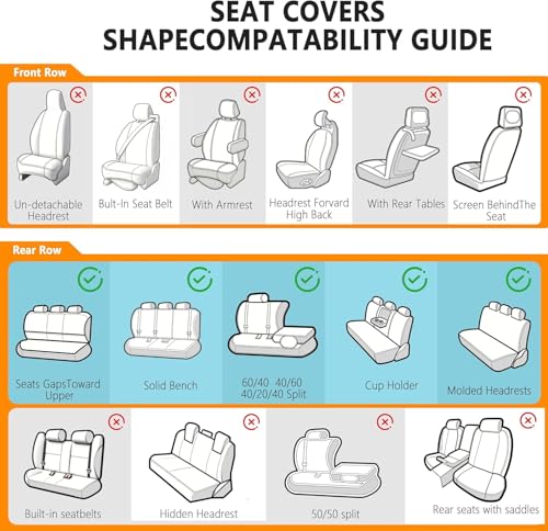 Car Seat Covers , Luxury Breathable Waterproof Faux Leatherette Car Seat Covers Cushion Protectors with Lumbar Support, Car Seat Cushion, Universal Fit Most Cars (Black-Red, Full Set - 5 Seats)