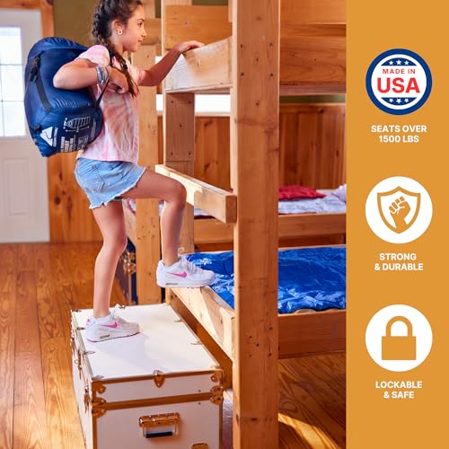 Rhino Trunk & Case Large Essential Trunk With Wheels 32”x18”x14”, 1000+ lbs Capacity - Many Colors. Strong, USA Made Summer Camp Footlocker, and Secure College Dorm Storage Chest