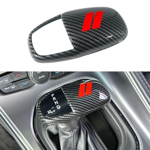 Gear Shift Knob Head Cover for Dodge Charger Accessories 2015-2023 Challenger 2015-2024 Durango 2016-2026 ABS Interior Shell Insert Decoration Protector (Carbon Fiber, Red) - color: Carbon Fiber Red