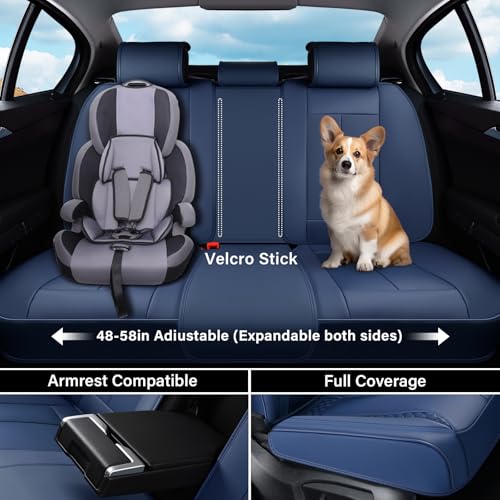 Coverado Car Seat Cover Full Set, Blue Seat Covers Front Seats Back Seat Covers, Nappa Leather Waterproof, Car Seat Cushion, Car Seat Protector Universal Fit Most Cars - color: Z-Blue, size: FullSet