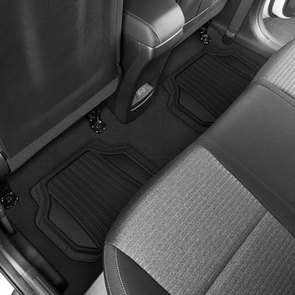 Motor Trend Rubber Car Floor Mats - Durable, All Weather Protection with Non-Slip Backing, Two Tone Accent - For Front and Rear, Black & Gloss Black - color: Black & Gloss Black