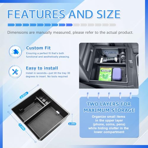 OEM Fit 2026 4Runner Center Console Organizer Tray Compatible with 2025 2026 Toyota 4Runner (6th Gen) Accessories ABS Plastic Armrest Insert Coin Holder Storage Box (Not for 2010-2024)