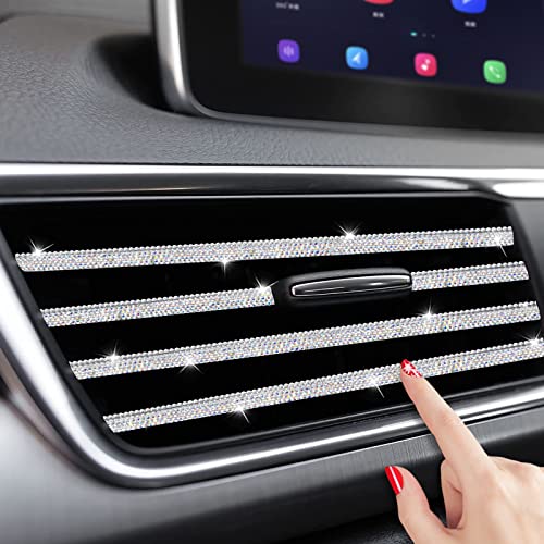 INSAUTO Bling Car Vent Outlet Trim,Sparkle Accessories for Women and Girls,10Pcs Rhinestone Air Conditioner Vent Decoration Strip - color: Multicolor