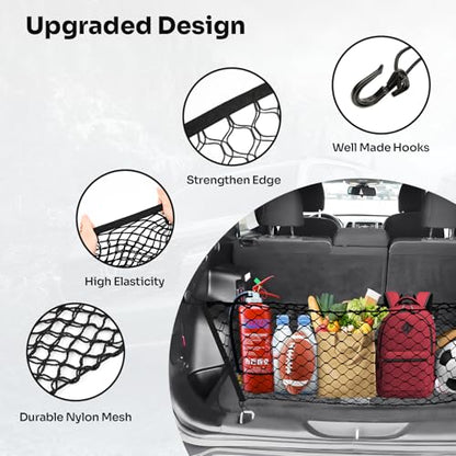 Canvcle Trunk Cargo Net for 2014-2023 Jeep Cherokee Accessories Envelope Style Mesh Trunk Net Organizer and Storage Stretchable Adjustable Elastic Nylon Rear Cargo Netting with Hooks - style: for Jeep Cherokee