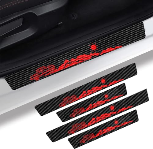 4 Pieces Car Door Sill Protector fit for Gladiator,Carbon Fiber Threshold Anti-Scratch Sticker Door Edge/Rear Guard Protection Red - color: 4pcs-t-j-G-RED