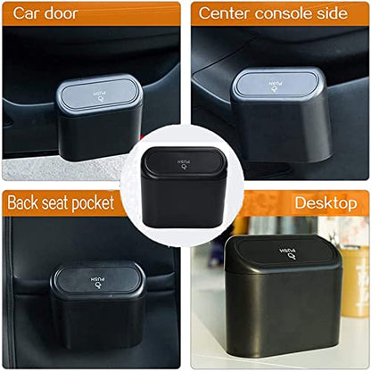 Car Trash Can with Lid, Mini Universal Vehicle Mini Leakproof Garbage Can Bin with 30pcs Trash Bags，Waterproof Car Bin for Front Back Seat Accessories for Auto Office Home(Black) - size: Car Trash Can - Black with 30 Trash Bags