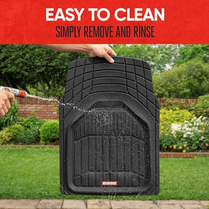 Motor Trend 943-BK FlexTough Defender Car Floor Mats -Next Generation Deep Dish Heavy Duty Contour Liners for Car SUV Truck & Van-All Weather Protection, Trim to Fit Most Vehicles Black - color: Black, style: FlexTough NextGen