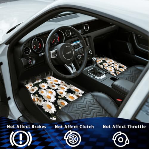 Daisy Car Floor Mats Set of 4 White Yellow Simple Background Fresh Carpet Front Rear Carpets Mat Non-Slip Auto Car Accessories Universal Fit for Car SUV Truck Van - color: Daisy
