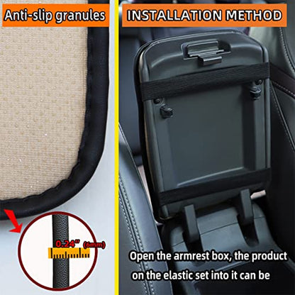 Auto Center Console Pad, PU Leather Car Center Console Box Cushion, Non Slip Soft Armrest Seat Box Cover, Waterproof Vehicle Armrest Protector, Car Accessories for SUV, Car (Rhombic Lattice Black) - color: Rhombic Lattice Black