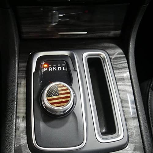 Dial Shifter Metal Trim Plate Decorative Knob Sticker,Gear Shift Switch Knob Cover Compatible for RAM 1500/Rebel 2500,Chrysler 200/300/Pacifica&Voyager (America Flag A)