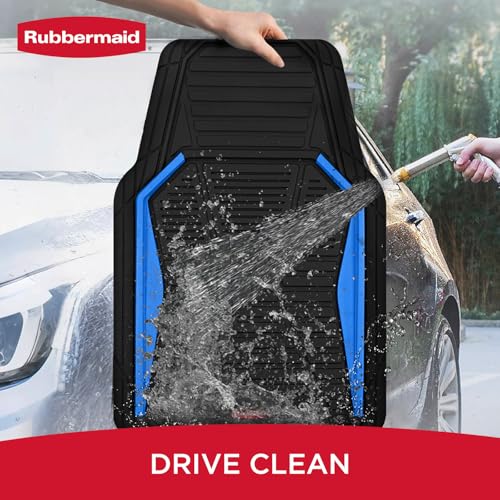 Rubbermaid Car Mat Full Set All-Weather Heavy-Duty 4 Pieces– Trim-to-Fit Universal Car Mats Full Set – Waterproof Rubber Floor Liners for Most Trucks, SUVs, Vans, and Sedans-Blue - color: Blue