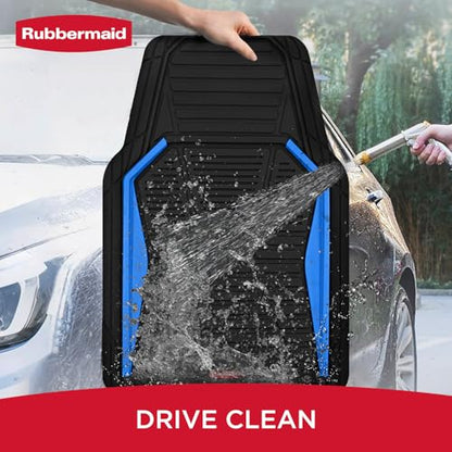 Rubbermaid Car Mat Full Set All-Weather Heavy-Duty 4 Pieces– Trim-to-Fit Universal Car Mats Full Set – Waterproof Rubber Floor Liners for Most Trucks, SUVs, Vans, and Sedans-Blue - color: Blue