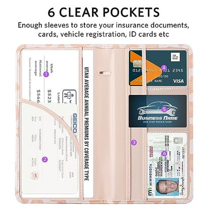 CoBak Car Registration and Insurance Holder - Vehicle Glove Box Car Organizer,Auto Truck Comparment Accessories Case with Magnetic Closure for Driver License,Cards - color: L-Leopard Pink