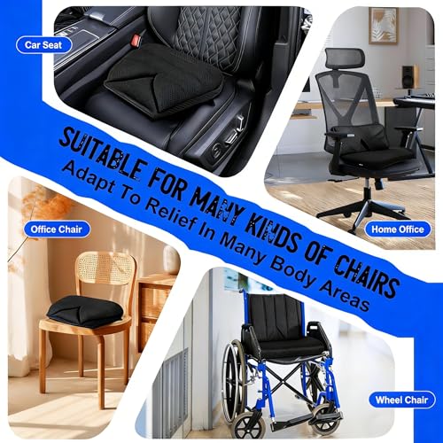 Big Hippo Memory Foam Car Seat Cushion for Sciatica & Tailbone Pain Relief - Orthopedic Seat Pad for Long Driving Commute - Ergonomic Office Chair Cushion for Lower Back Support with Non-Slip Design