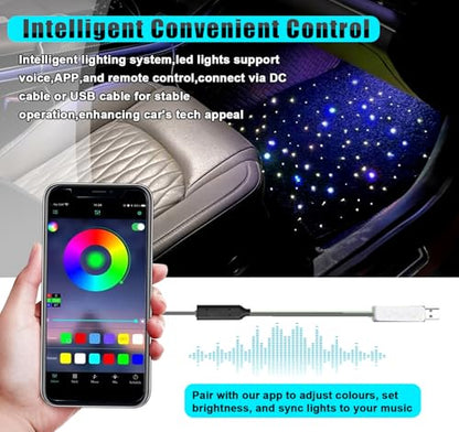 Starlight Floor Mats for Car, LED Car Mats, Starry Sky Design Luminous Carpet, Universal Fit Anti-Slip Waterproof Starlight Mats for Cars, SUVs, Trucks(USB Cable) - color: USB