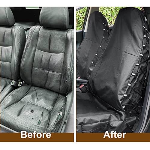 TIROL Waterproof Front Seat Covers High Back Seat Cover Bucket Seat Covers with Multi-Pockets for Semi Truck Cars Van SUV Pickup (2PCS) - color: Black - 2 Pack