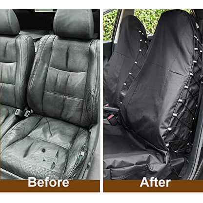 TIROL Waterproof Front Seat Covers High Back Seat Cover Bucket Seat Covers with Multi-Pockets for Semi Truck Cars Van SUV Pickup (2PCS) - color: Black - 2 Pack