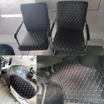 Quilted Foam Vinyl Fabric Classic Pattern with 0.23" Sponge Backing, 59" W × 39" L Faux Leather Fabric for Car Headliner, Furniture Upholstery, Headboards,Diamond 2" x 3" - color: Black&white