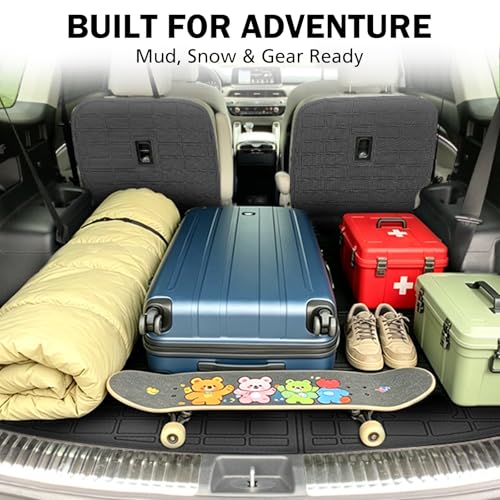 Trunk Mat & Backrest Mat & 2nd Row Seat Back Cover for Kia Telluride 2020-2026, All Weather TPE Cargo Liner Rear Cargo Protector for Telluride Accessories, Not Fit 2027 Redesigned Model - size: for Kia Telluride 2020-2026