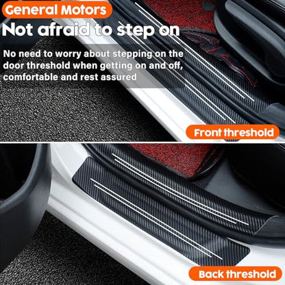 Door Sill Protector, Car Door Entry Guards, 10Pcs Car Door Protector, Carbon Fiber Leather Waterproof Scratch Protection Strips (for All car Models) Door sill Trim Entry Guard (Black)